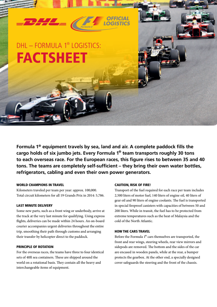 DHL — Formula 1® fact sheet
