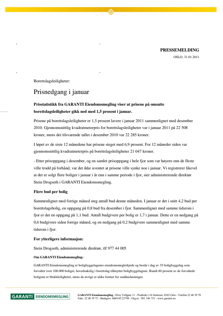 Prisnedgang i januar