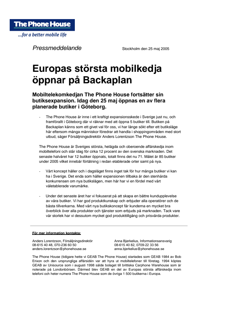 Europas största mobilkedja öppnar på Backaplan