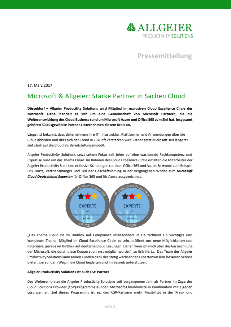 Microsoft & Allgeier: Starke Partner in Sachen Cloud