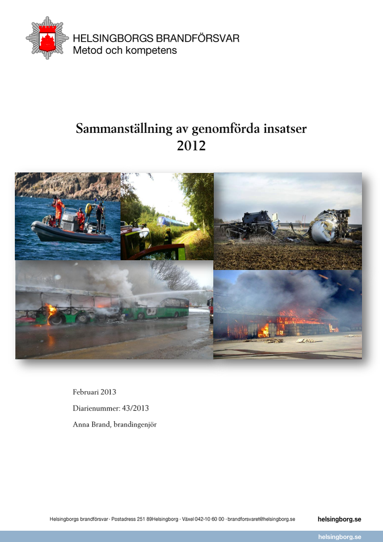 Helsingborgs brandförsvars insatsstatistik för 2012