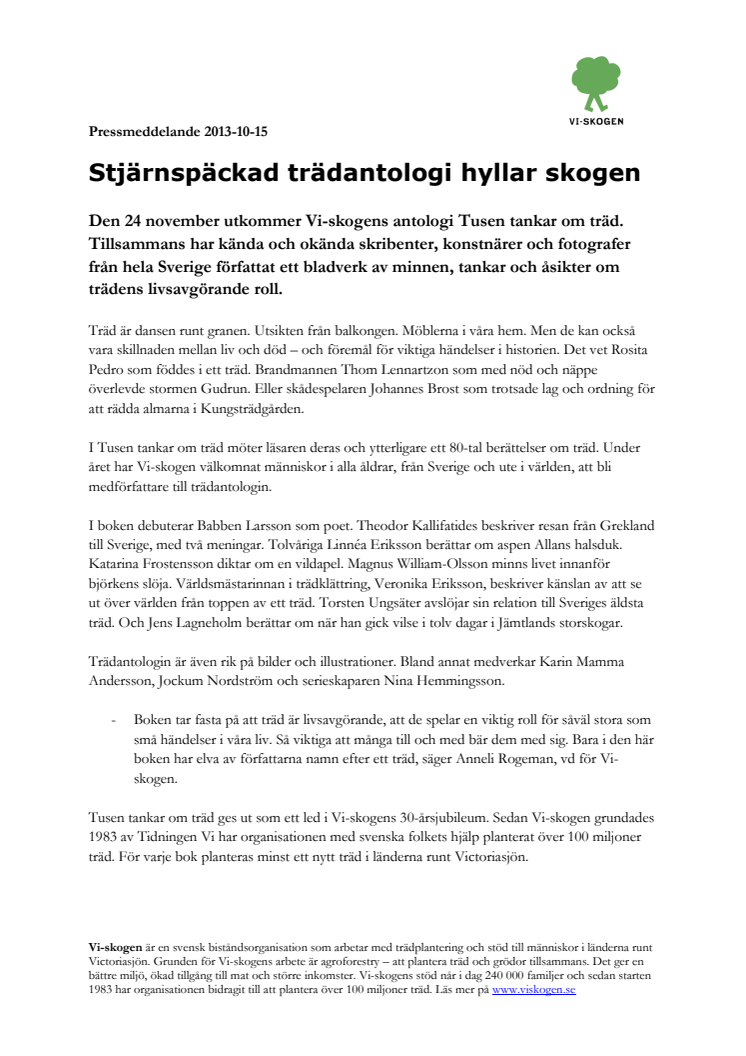 Stjärnspäckad trädantologi hyllar skogen