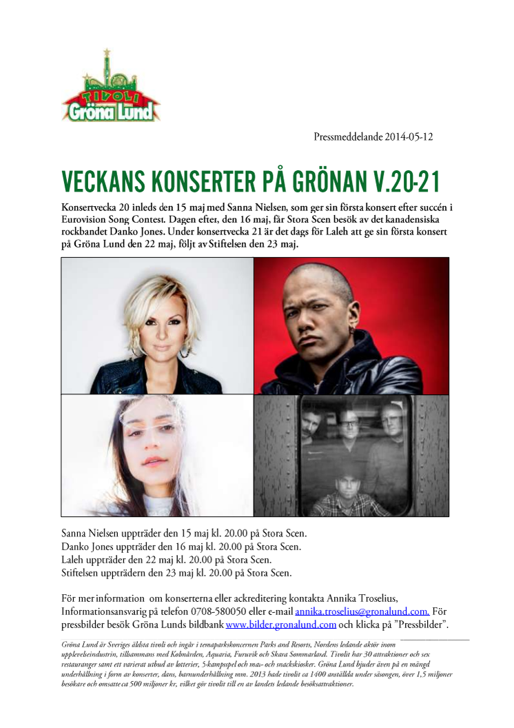 Veckans konserter på Grönan V.20-21