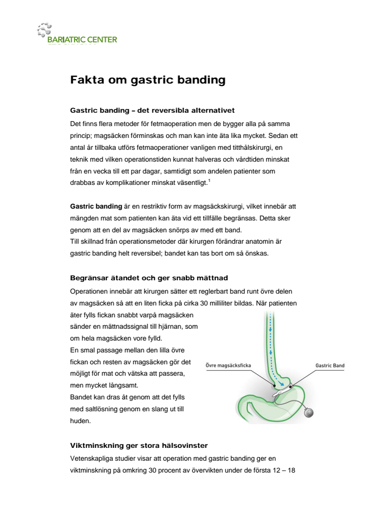 Fakta om gastric banding