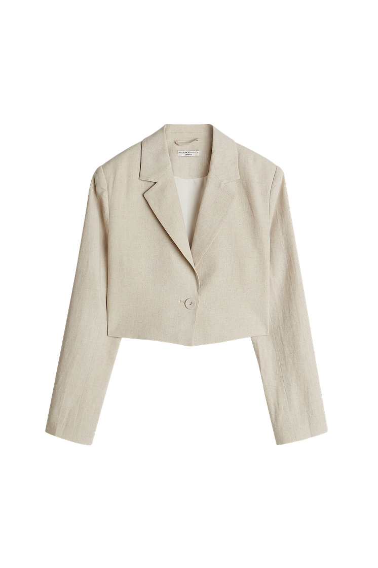 Kylie cropped linen blazer, Linen beige