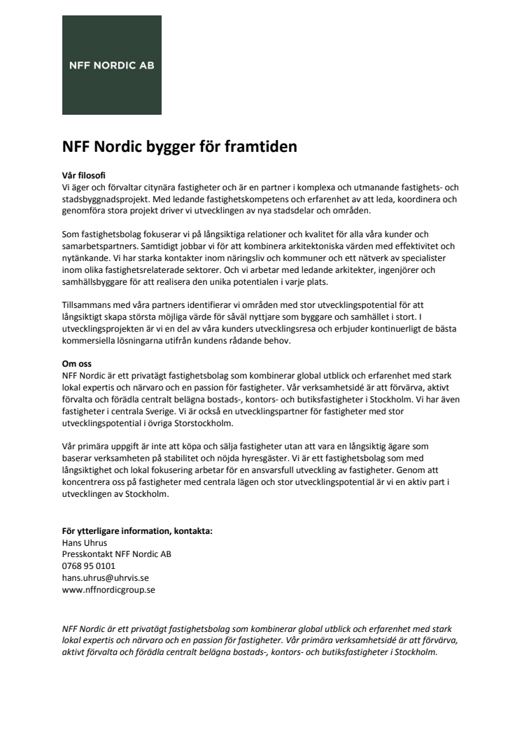 NFF Nordic bygger för framtiden