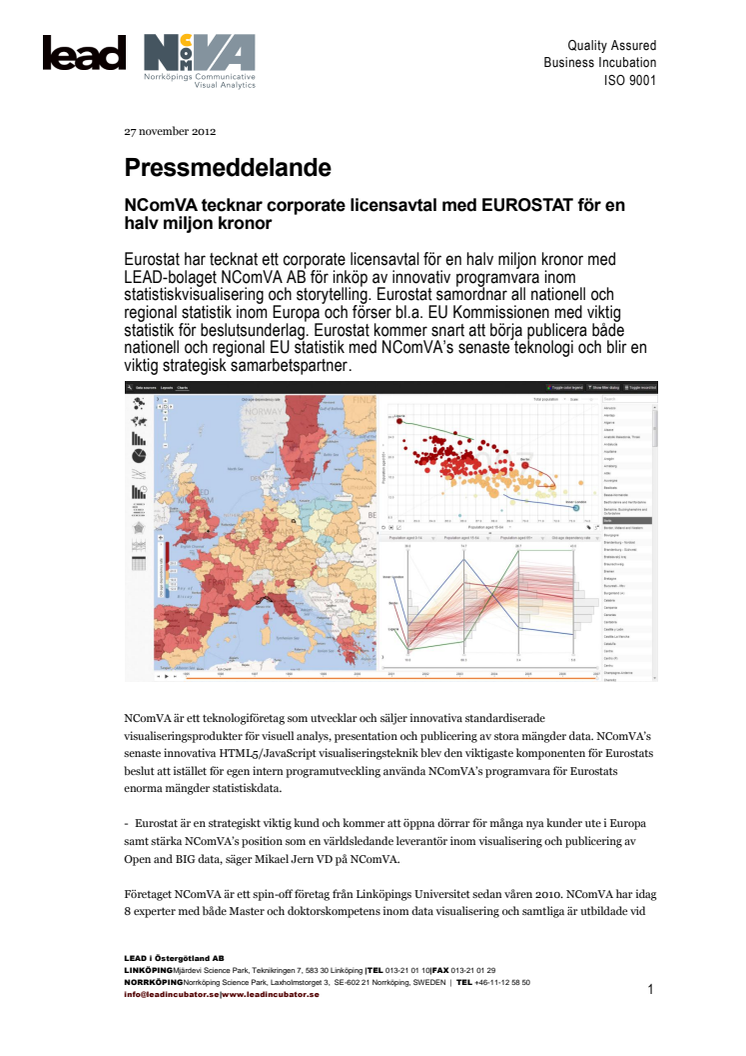 NComVA tecknar corporate licensavtal med EUROSTAT för en halv miljon kronor