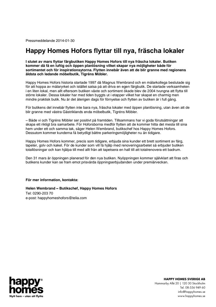 Happy Homes Hofors flyttar till nya, fräscha lokaler