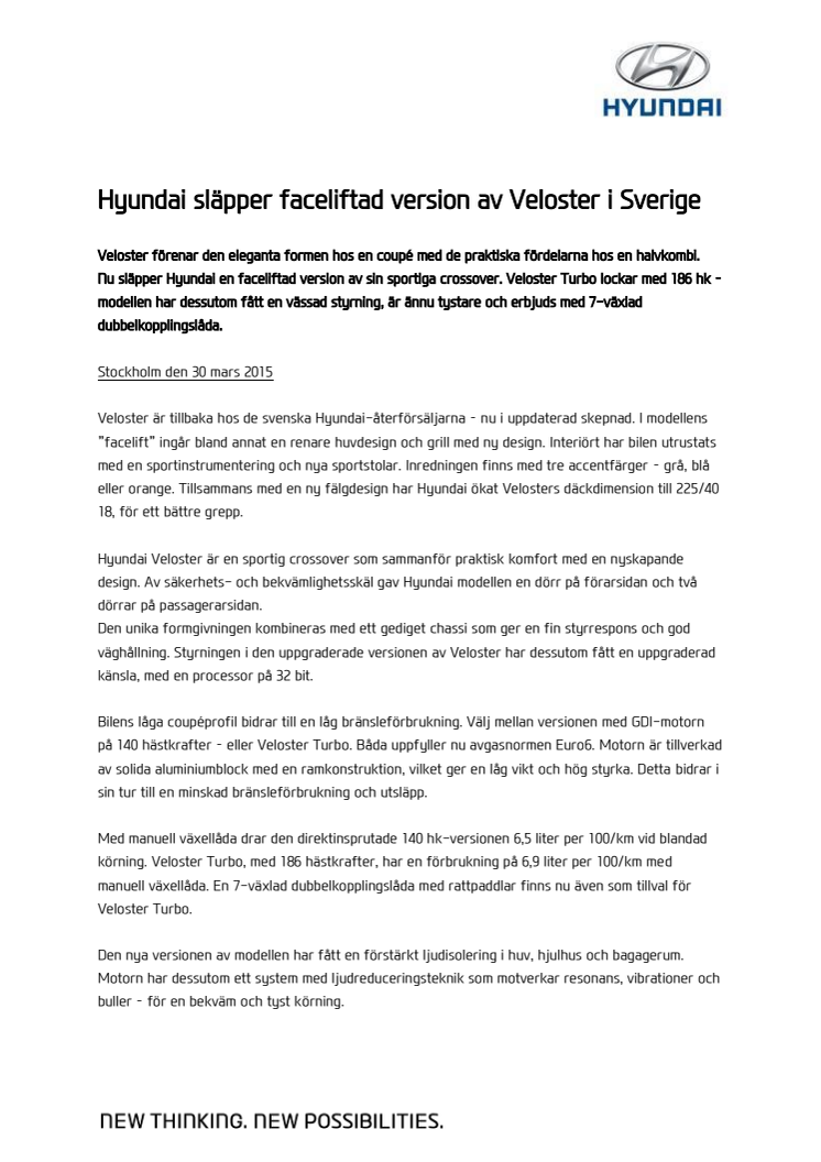 Hyundai släpper uppdaterad version av Veloster i Sverige