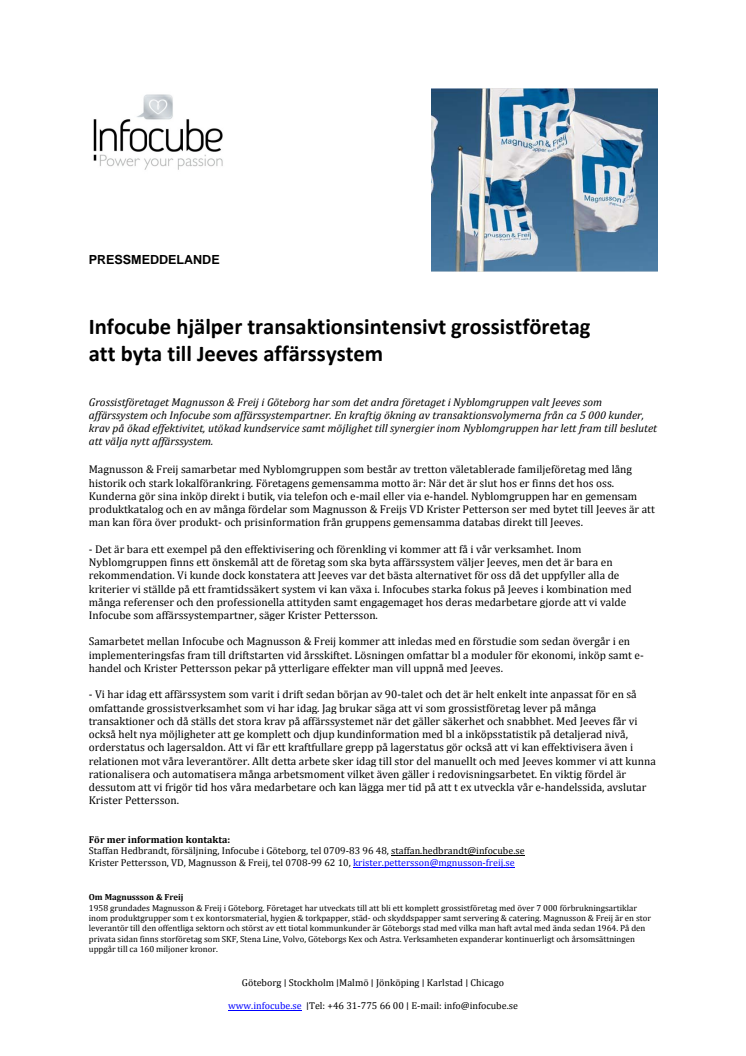 Infocube hjälper transaktionsintensivt grossistföretag att byta till Jeeves affärssystem
