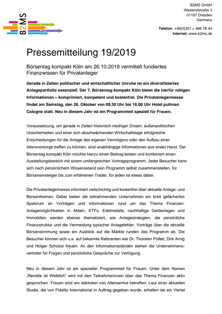 Anlageerfolg trotz Niedrigzinsen? - Der 7. Börsentag kompakt Köln vermittelt Finanzwissen