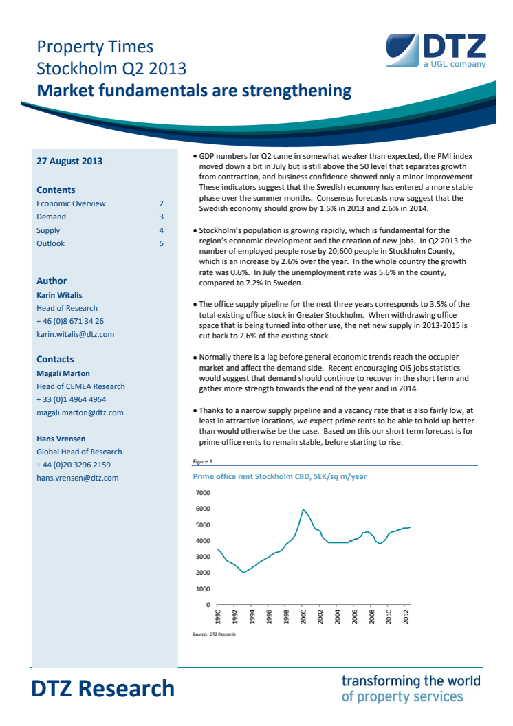DTZ Property Times Stockholm offices Q2 2013