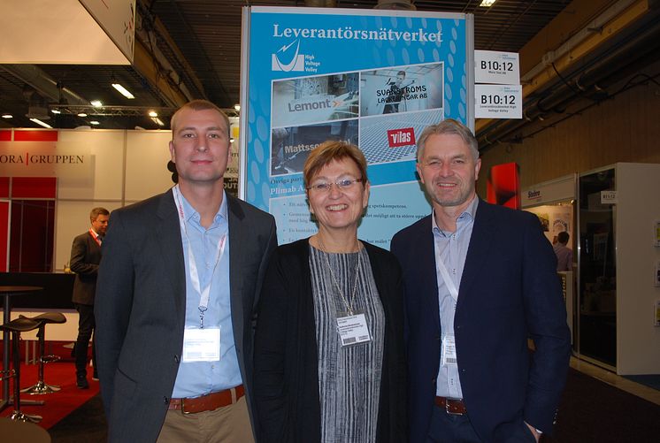 Tre företrädare för leverantörsnätverket High Voltage Valley, Joakim Sundberg, Kathrine Abrahamsen och Roger Karlsson.