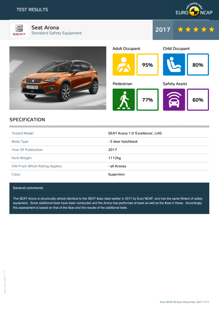 SEAT Arona - datasheet - Nov 2017