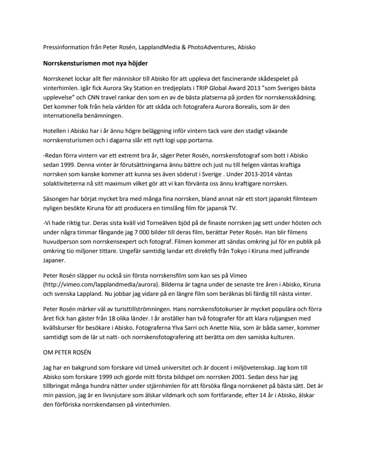 Norrskensturismen mot nya höjder