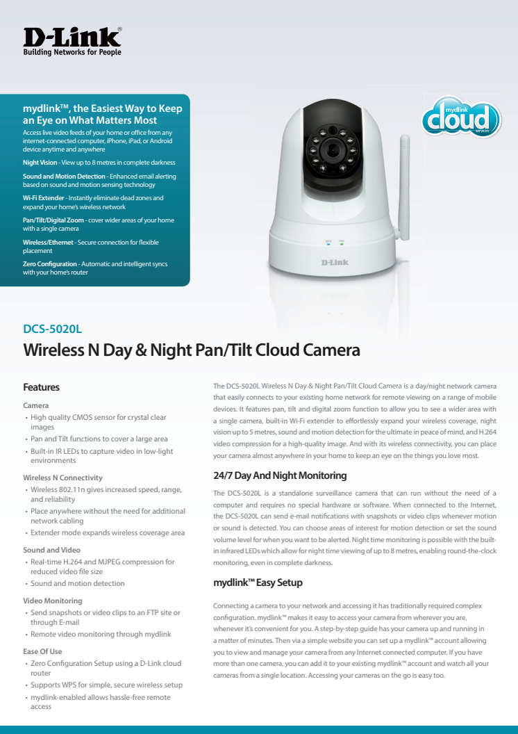 Produktblad, DCS-5020L