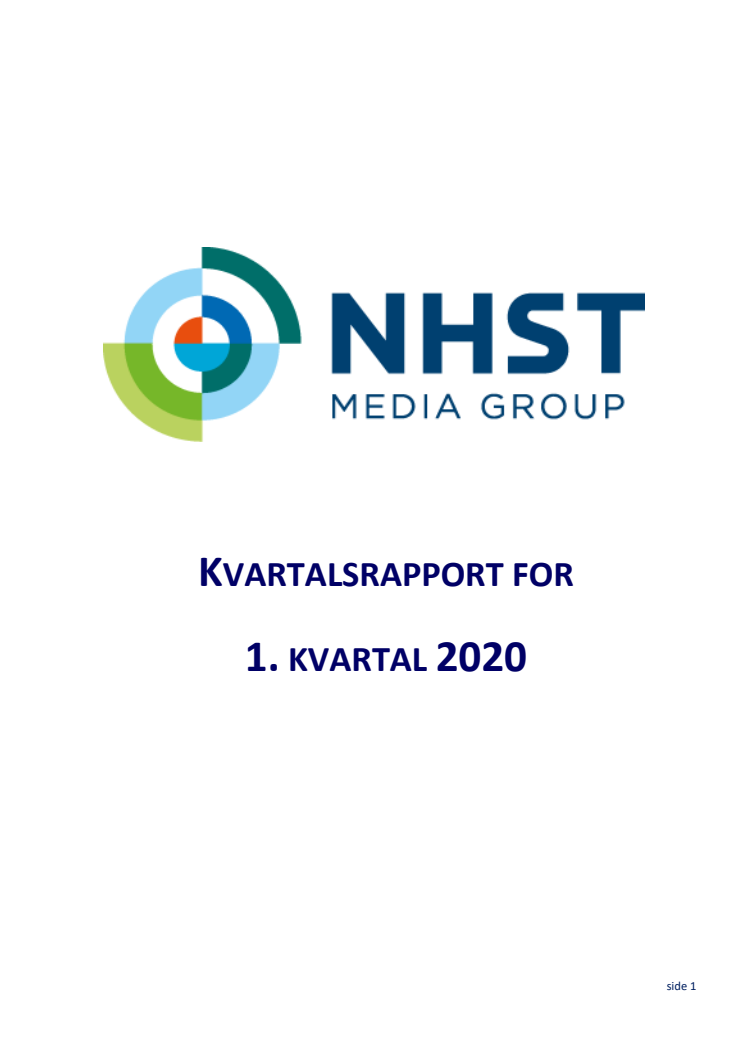 NHST Media Group - Kvartalsrapport 1.kvartal 2020