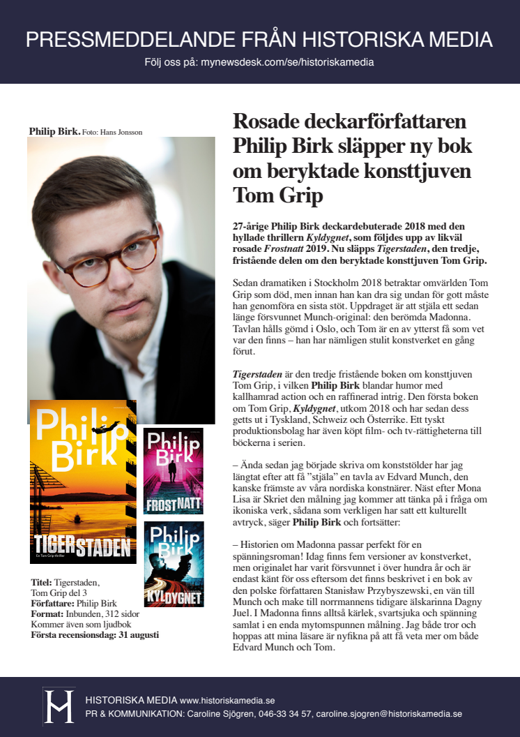 Rosade deckarförfattaren Philip Birk släpper ny bok om beryktade konsttjuven Tom Grip