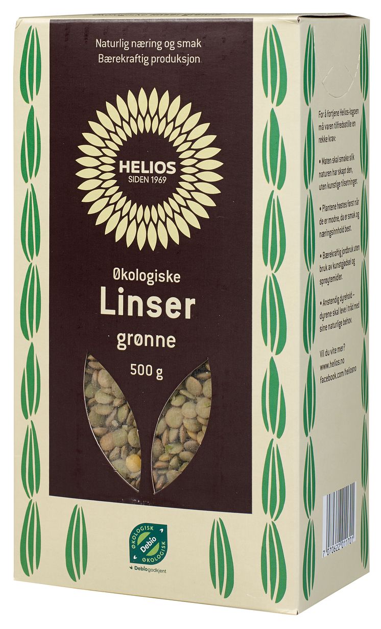 Helios grønne linser økologisk 500 g