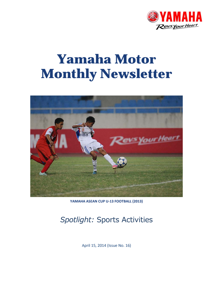 Yamaha Motor Monthly Newsletter No.16 (Apr.2014) Sports Activities