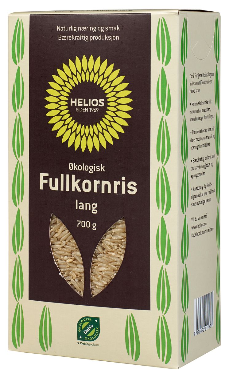 Helios fullkornris lang økologisk 700 g