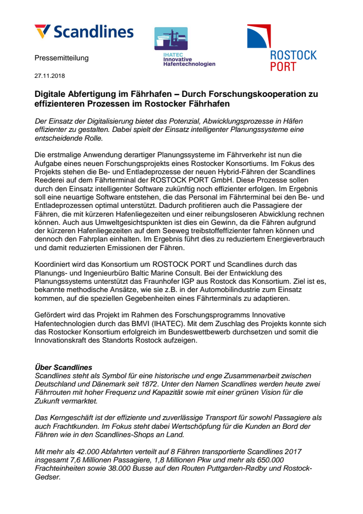 Digitale Abfertigung im Fährhafen – Durch Forschungskooperation zu effizienteren Prozessen im Rostocker Fährhafen