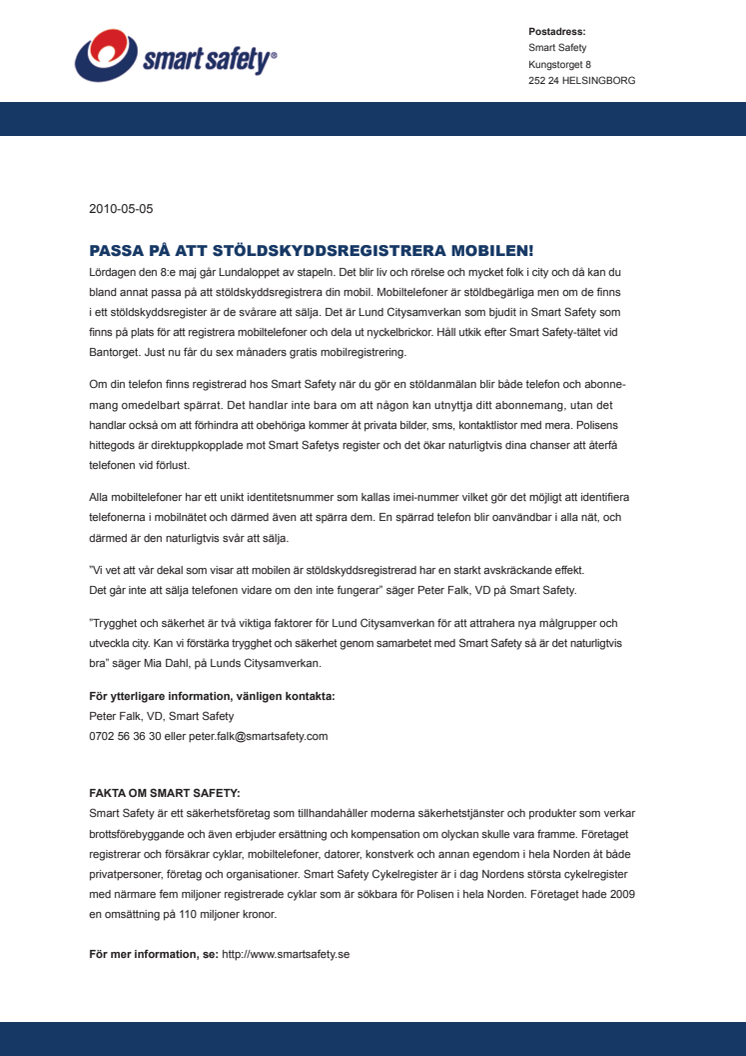 STÖLDSKYDDSREGISTRERA MOBILEN