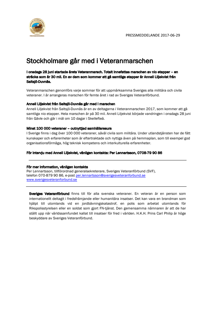 Stockholmare går med i Veteranmarschen