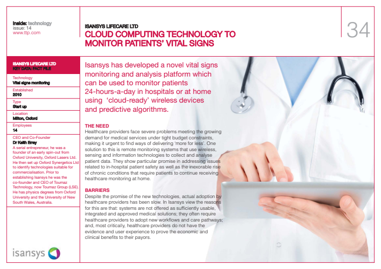 Cloud computing technology to monitor patients' vital signs 