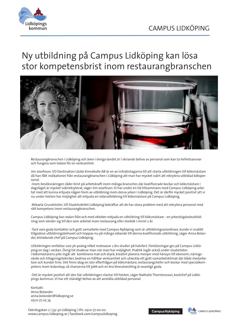 Ny utbildning på Campus Lidköping kan lösa stor kompetensbrist inom restaurangbranschen