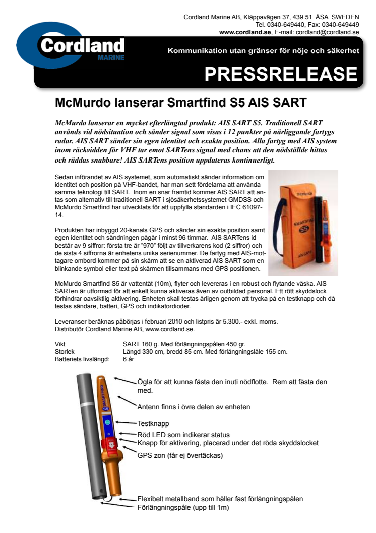 AIS SART McMurdo Smartfind S5
