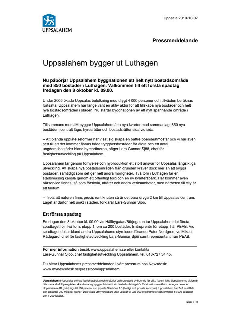 Uppsalahem bygger ut Luthagen