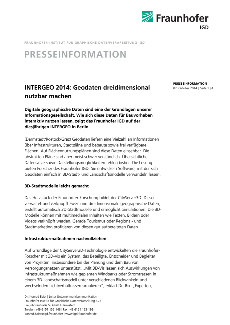 INTERGEO 2014: Geodaten dreidimensional nutzbar machen