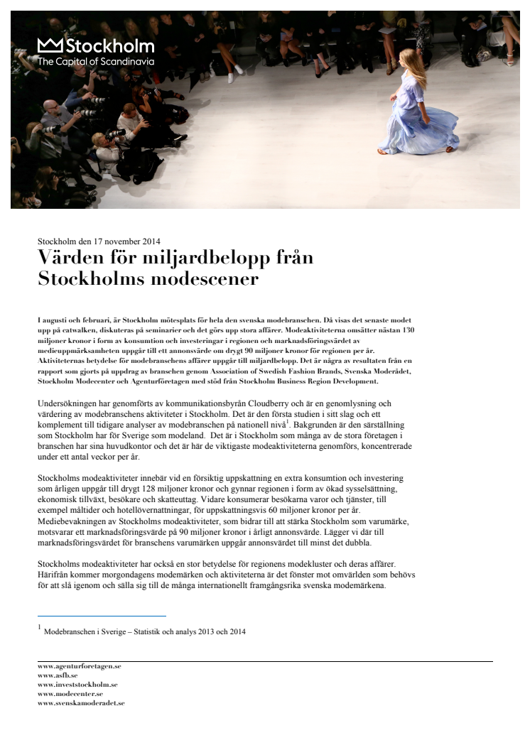 Rapport: Modeaktiviteternas ekonomi i Stockholm
