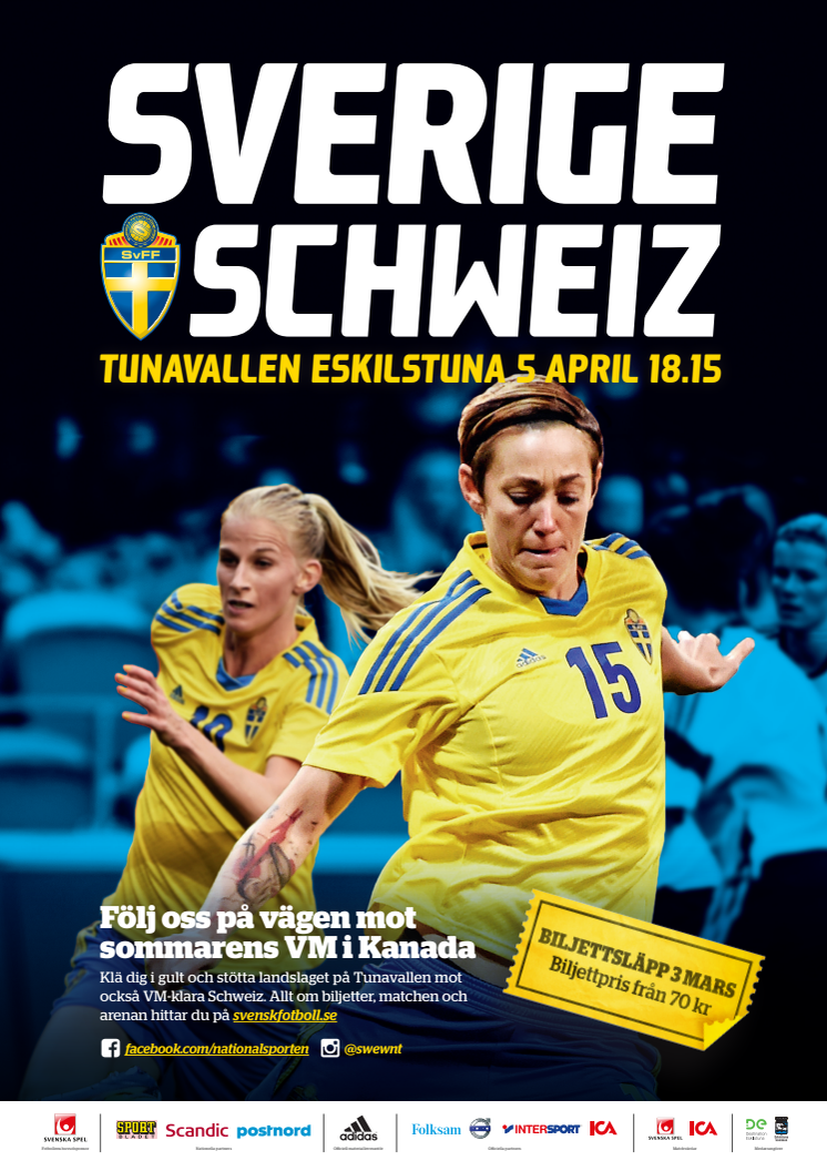 Affisch landskamp på Tunavallen