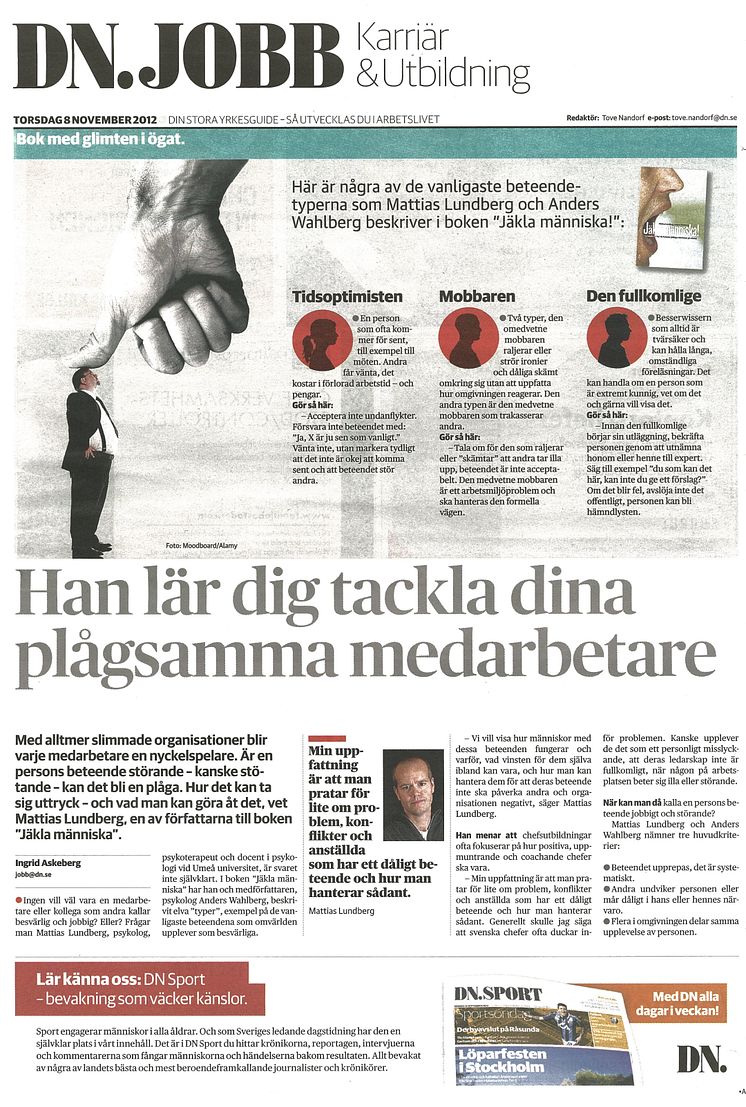 Om boken "Jäkla Människa i DN 2012-11-08