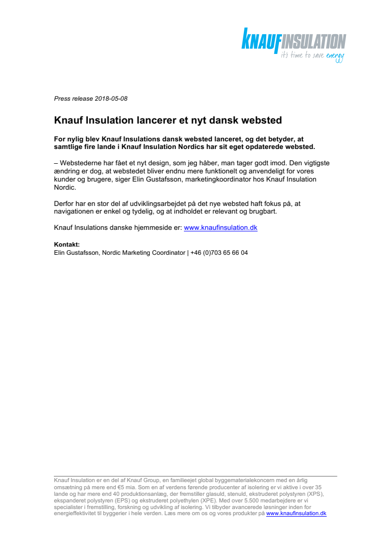 Knauf Insulation lancerer et nyt dansk websted