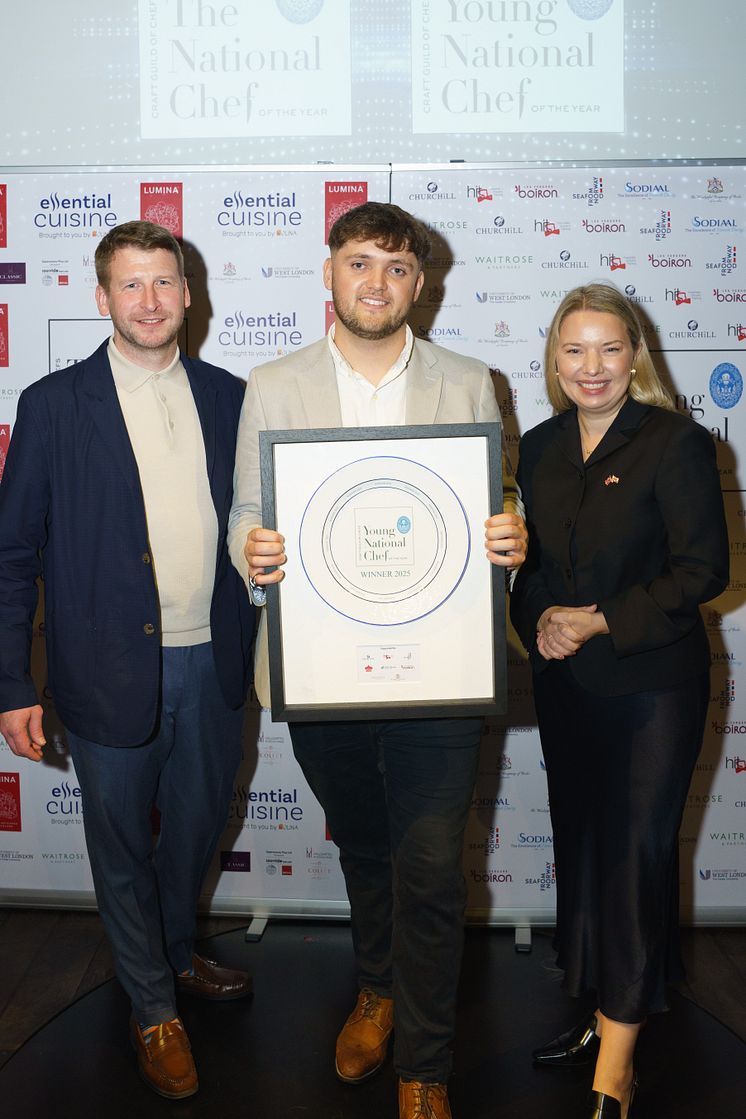 Jonny Smith with NSC UK Director Victoria Braathen and Chef Russell Bateman