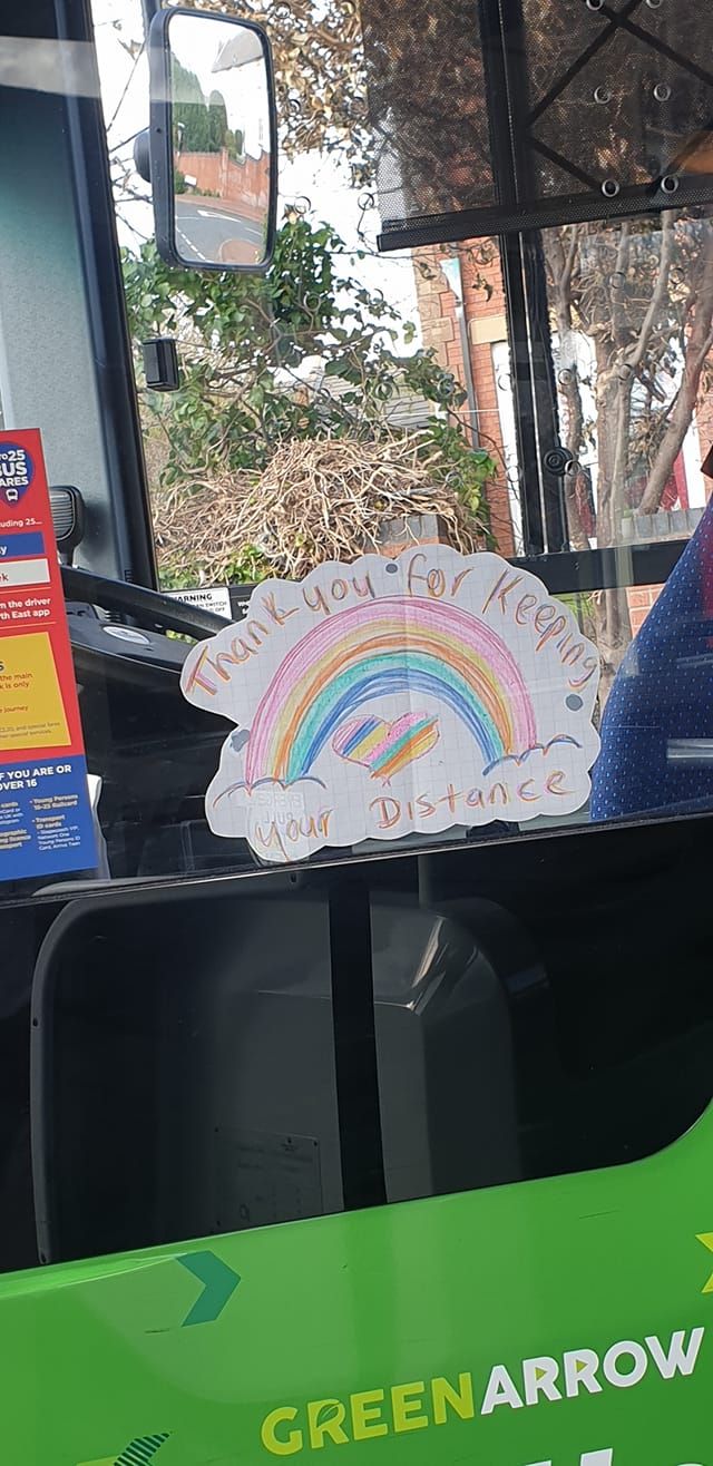 Rainbow drawing on a Go North East bus