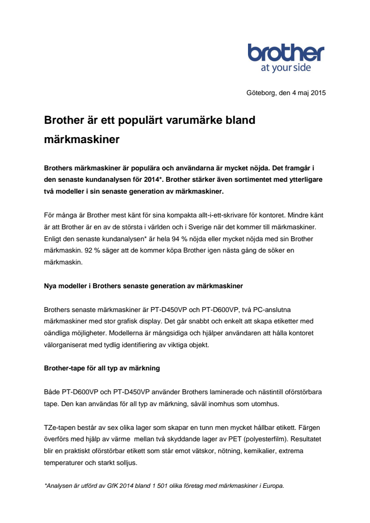 Brother är ett populärt varumärke bland märkmaskiner