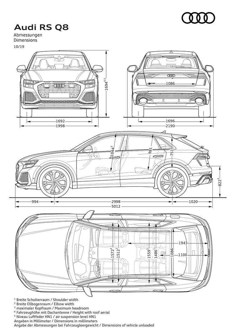 Audi RS Q8 dimensioner