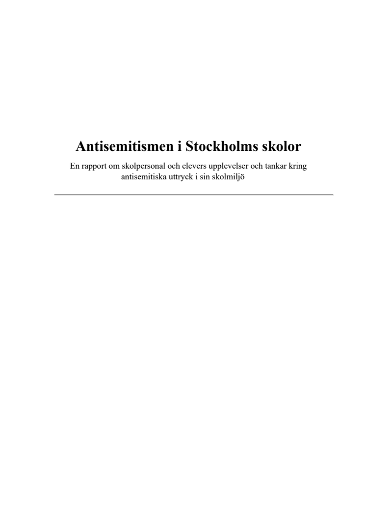 Antisemitismen i Stockholms skolor