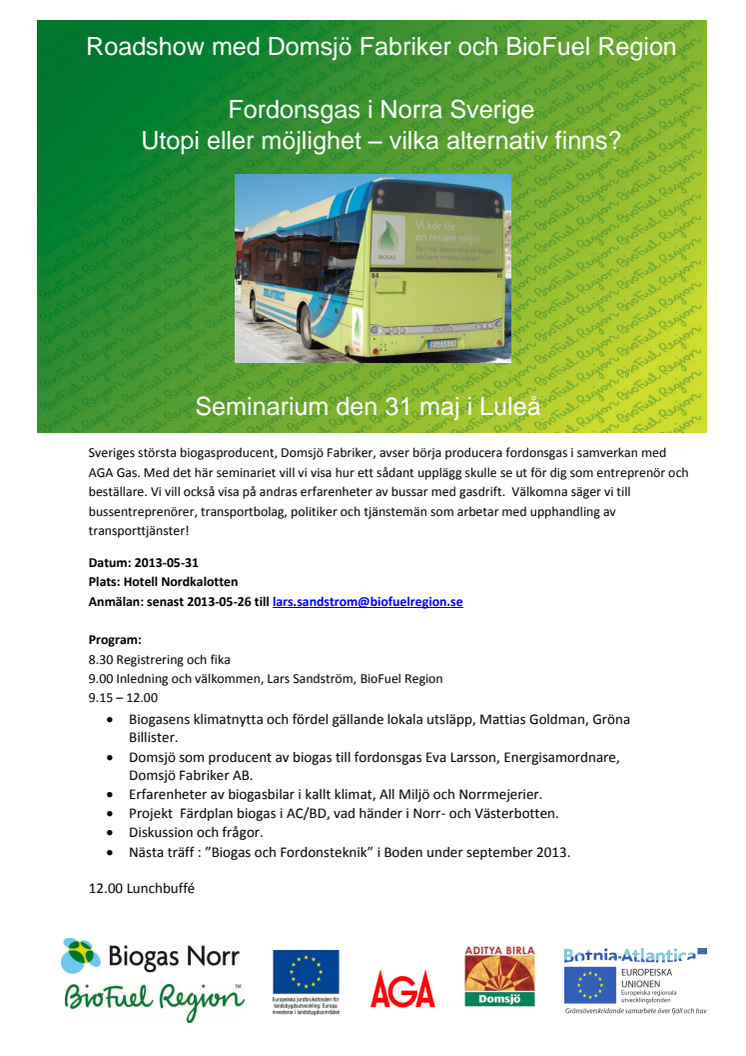 Program roadshow i Luleå 31 maj