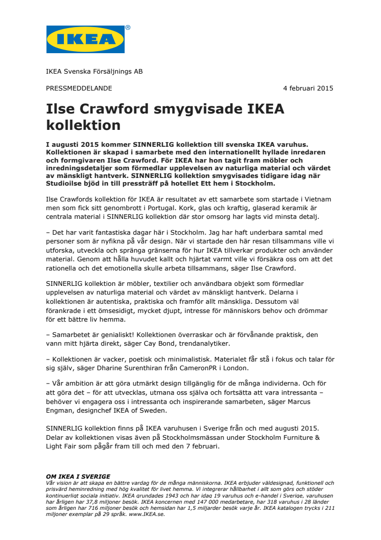Ilse Crawford smygvisade IKEA kollektion