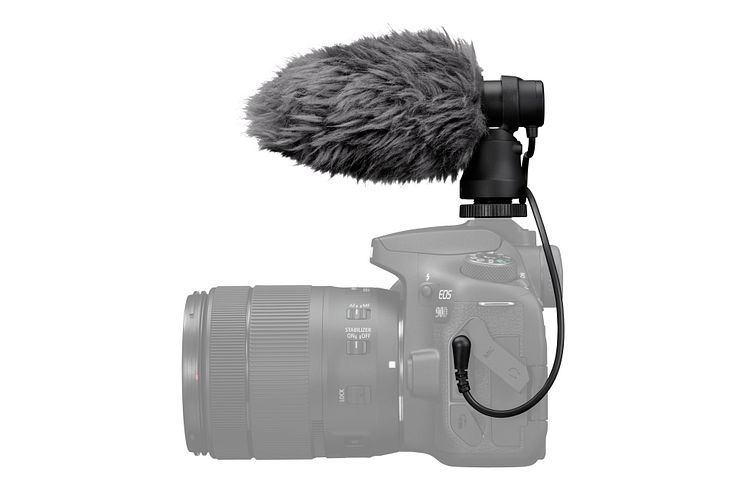 Canon-stereomikrofon DM-E100_SideDS&EOS90D_WindScreen_