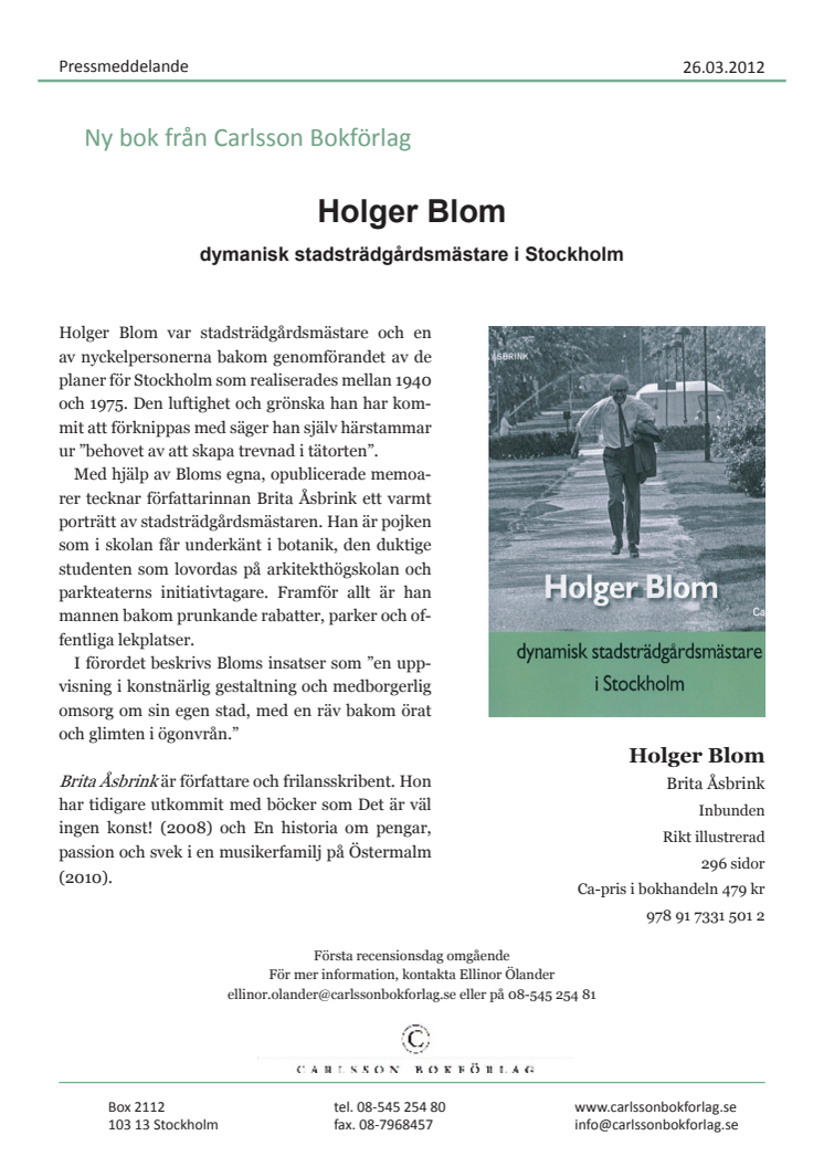 Ny bok: Holger Blom