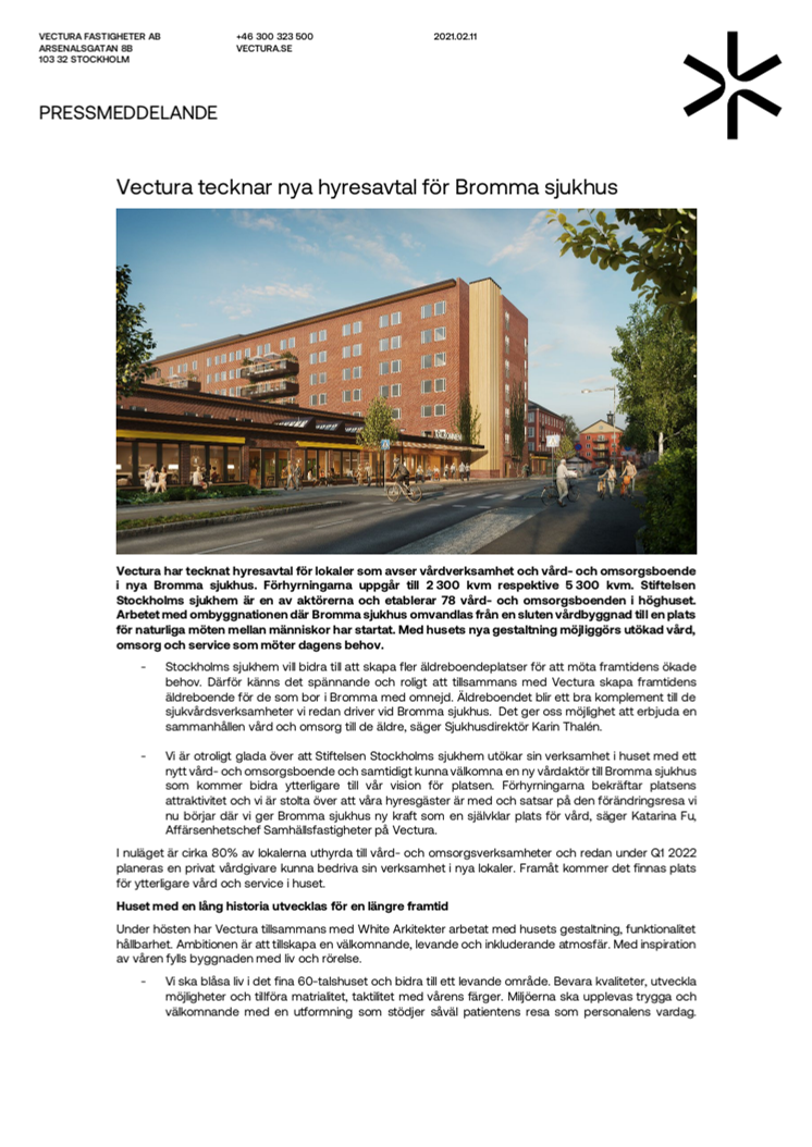 Pressmeddelande_Vectura tecknar nya hyresavtal för Bromma sjukhus.pdf
