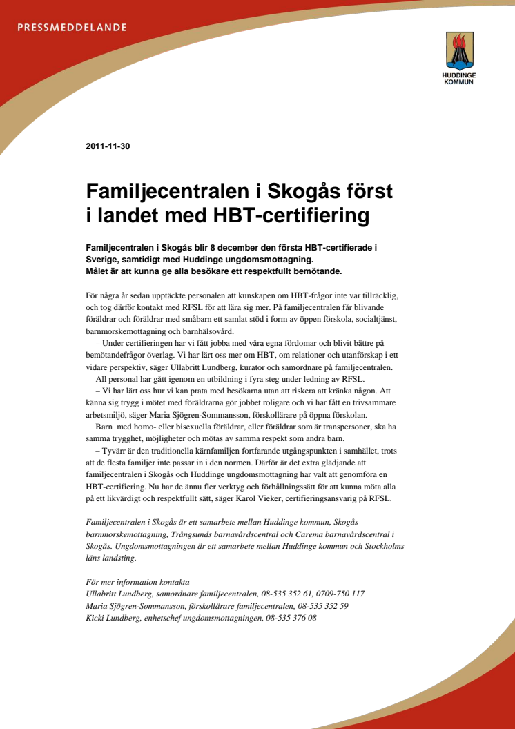Familjecentralen i Skogås först i landet med HBT-certifiering