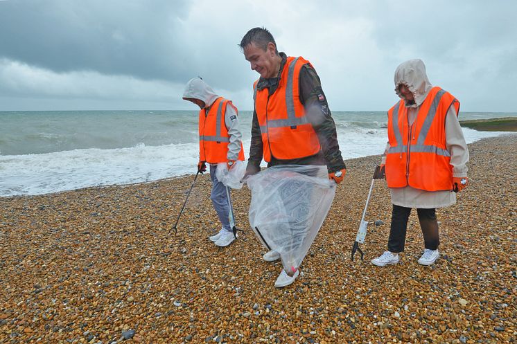 Litter picking at GTR's Brighton & Hove beach clean