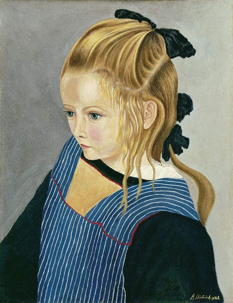 Adolf Dietrich: Mädchen mit gestreifter Schürze, 1923